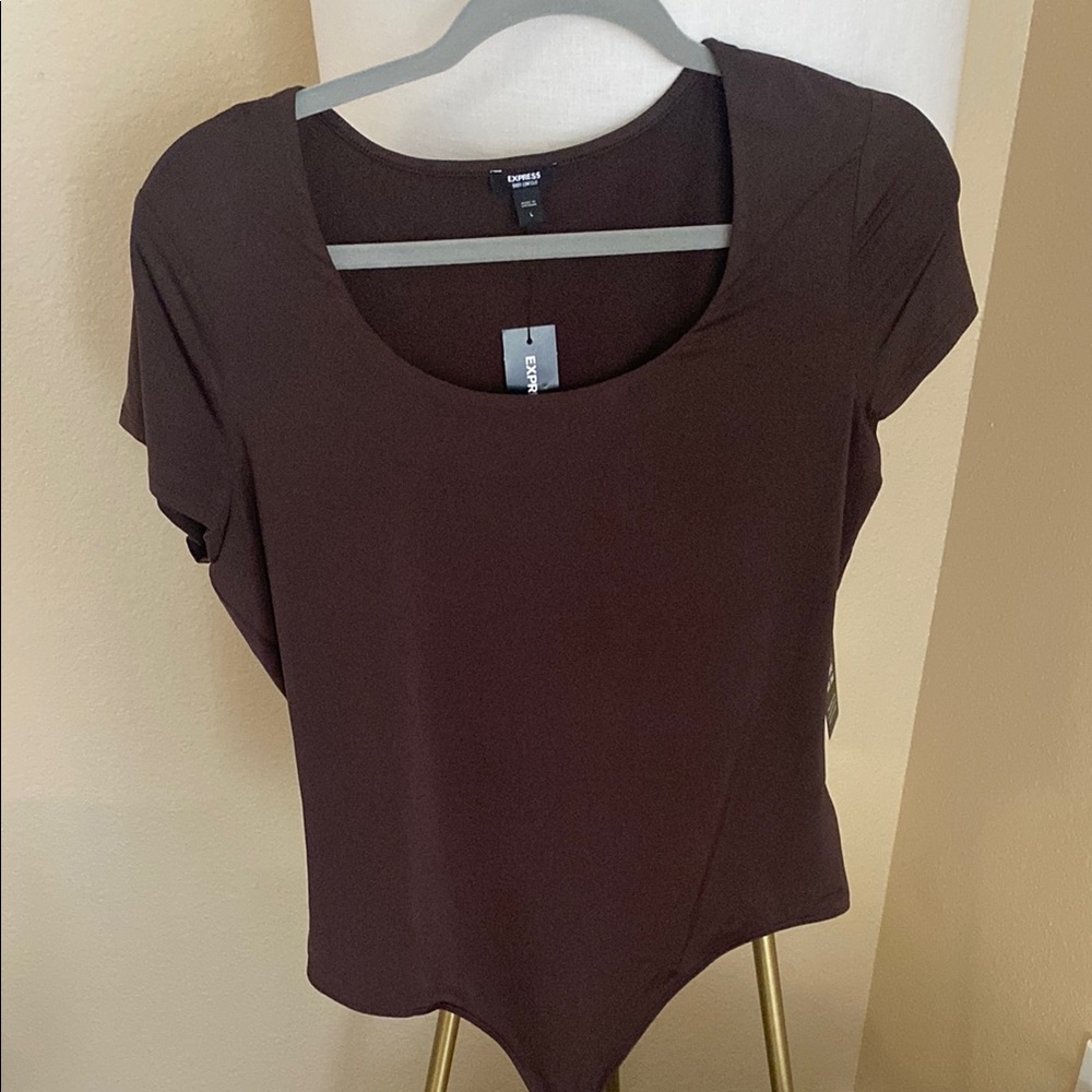 Brown Short Sleeve Women's Top